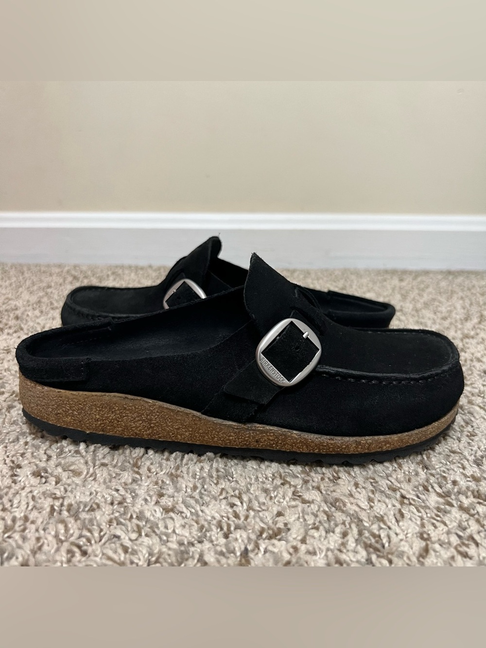 Birkenstock Buckley Black Suede Mule Slide Medium/Narrow Size 37 US 6-6.5